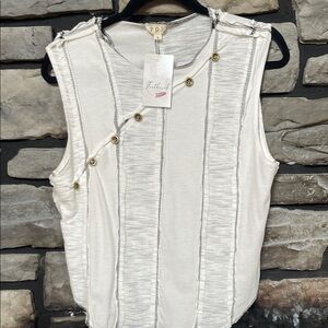 POL Button-Accent Muscle Tank